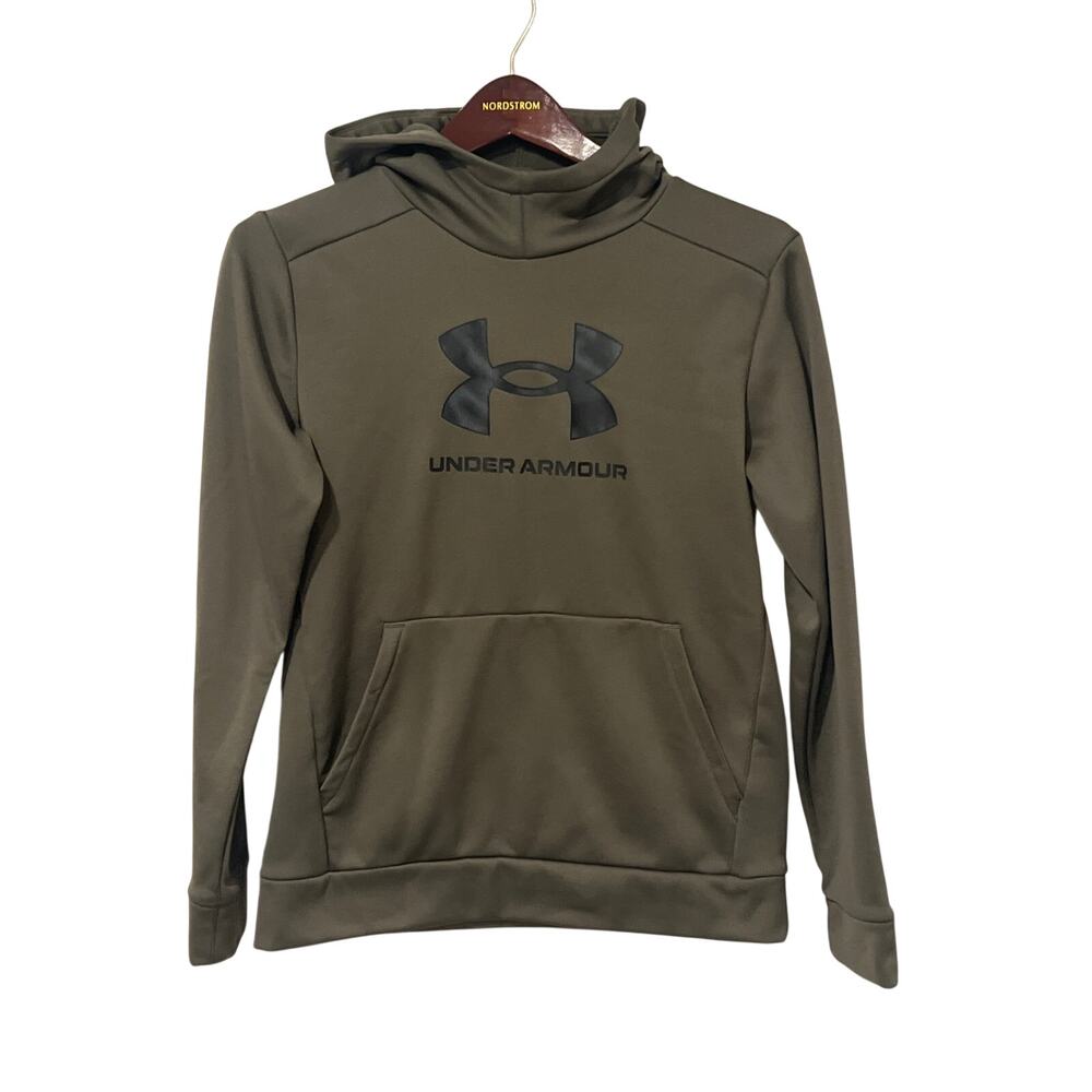 Under Armour Boys Army Green Logo Hoodie Sweatshirt Youth Large NB54
